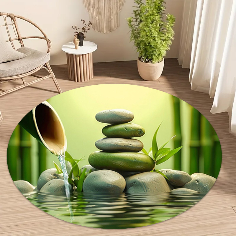 Spa Wellness Hotel - سجادة دائرية من الخيزران والحجر بتصميم