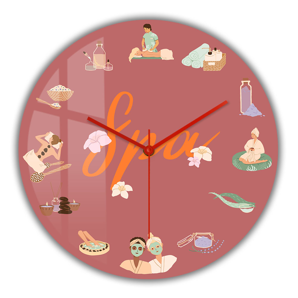 Spa And Wellness Center - ساعة حائط صامتة من الكوارتز لصالونات